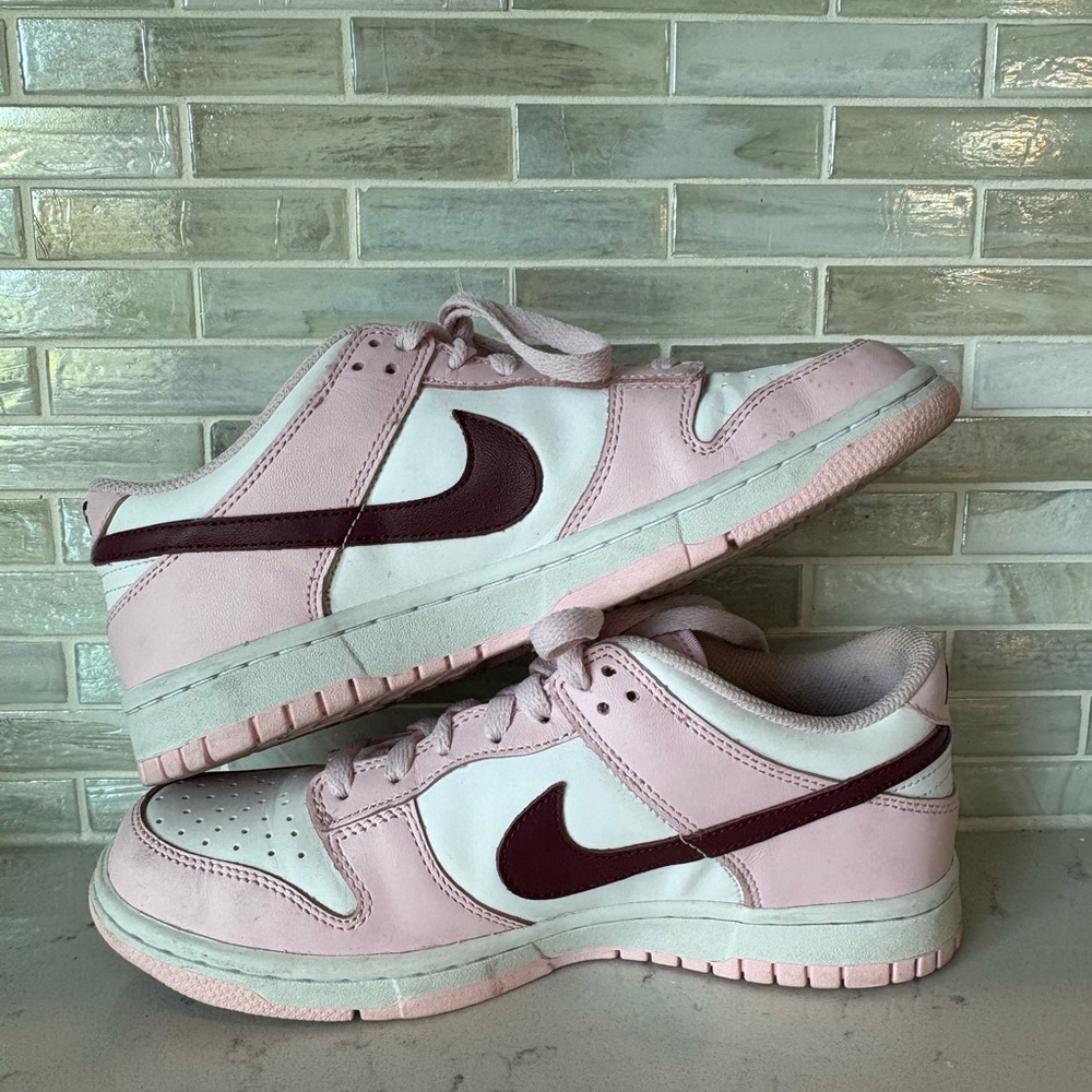 Nike Pink and White Dunk Sneakers